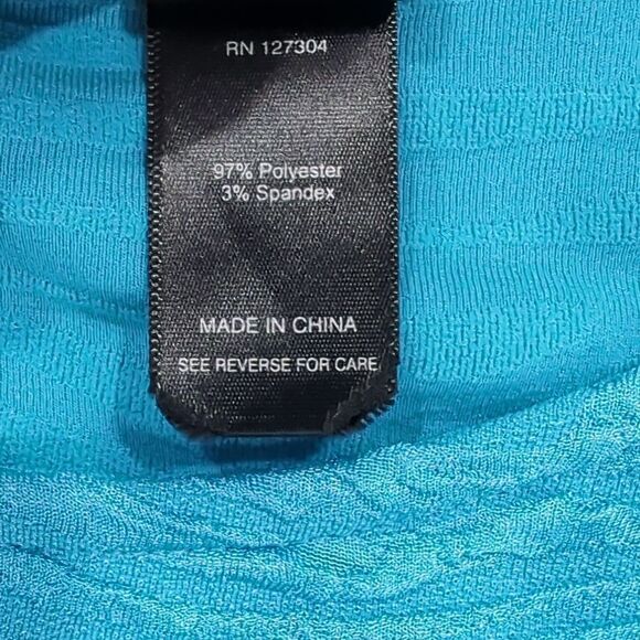 Ali Miles Top Womens 1X Blue Crinkle Art Asymmetric Tunic Blouse Colorful - Picture 6 of 9